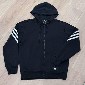 Adidas Men’s Sportswear Future Icons 3-Stripes Full-Zip Hoodie in Black